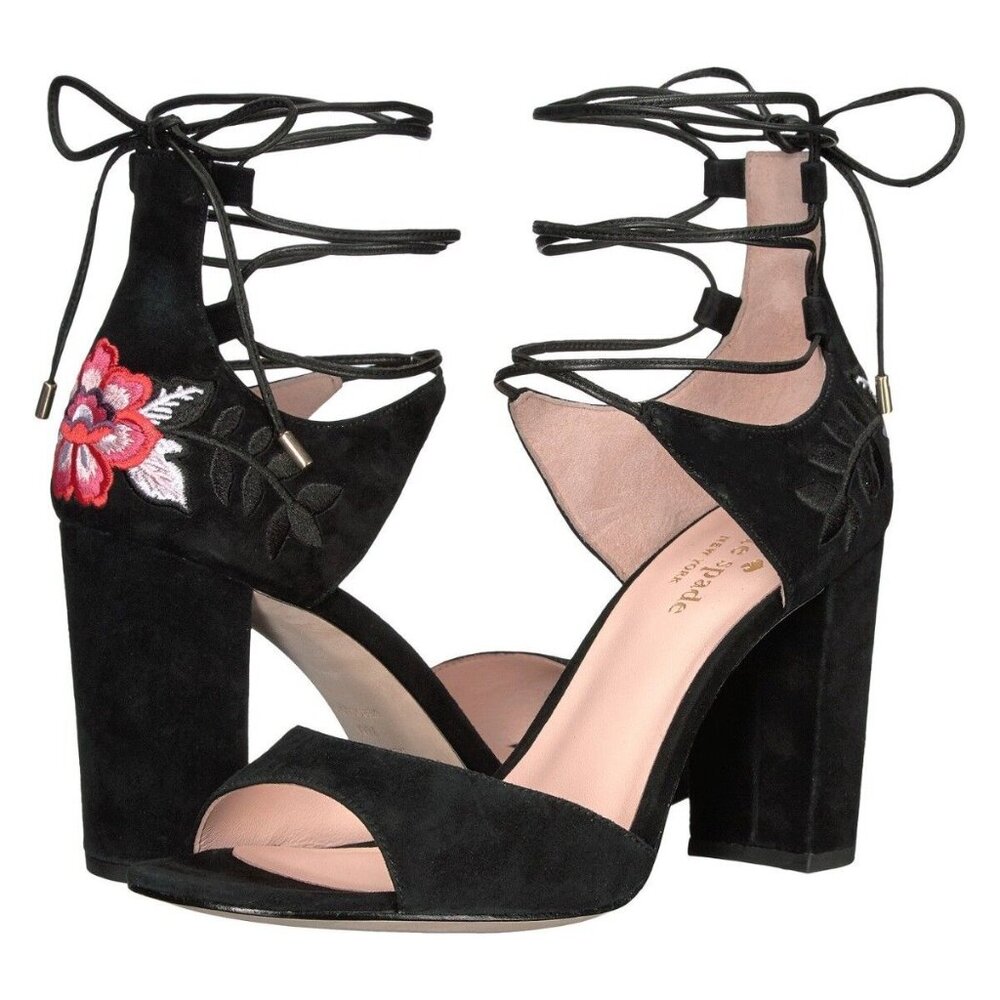 Kate Spade Black Tie Up Heels